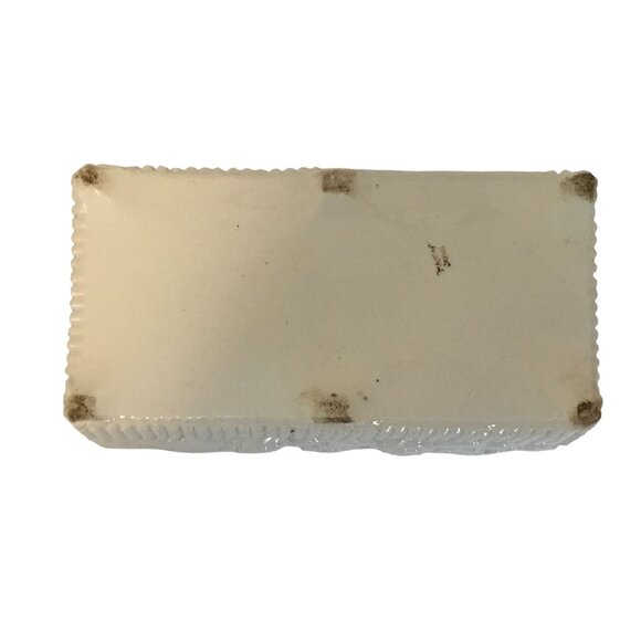 VTG Made in Japan Floral Ivory Planter Rectangular Cachepot 10” MCM Roses Beaded - Picture 5 of 10